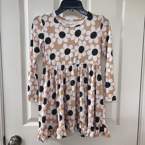 Posh Peanut Reagan Floral Long Sleeve Ruffled Twirl Dress Bamboo Girls Size 7-8